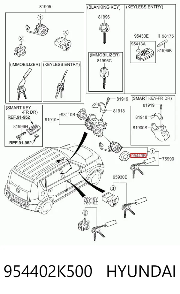 Кольцо иммобилайзера 954402K500 Hyundai/Kia