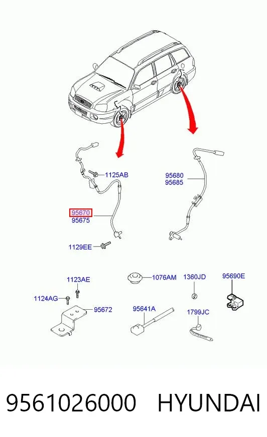 Датчик АБС (ABS) передний левый 9561026000 Hyundai/Kia