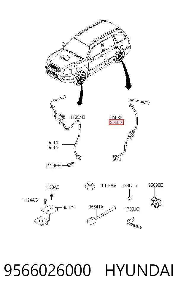 Датчик АБС задний правый 9566026000 Hyundai/Kia