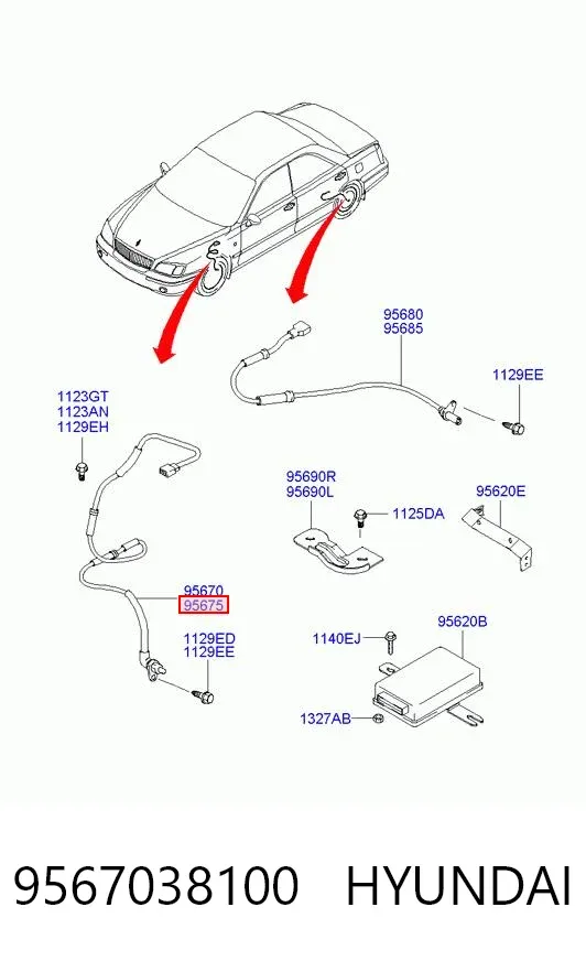 Датчик АБС (ABS) передний правый 9567038100 Hyundai/Kia