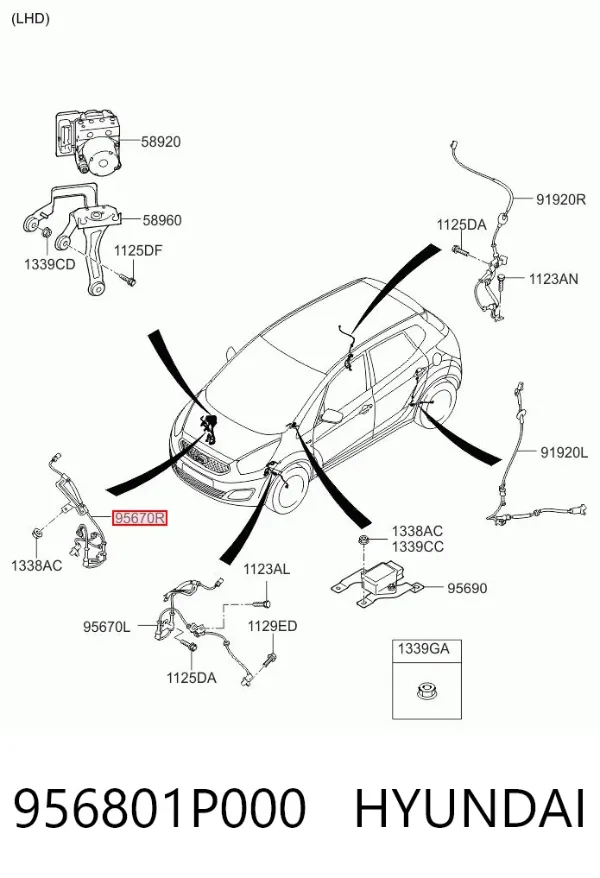 Датчик АБС (ABS) передний правый 956801P000 Hyundai/Kia