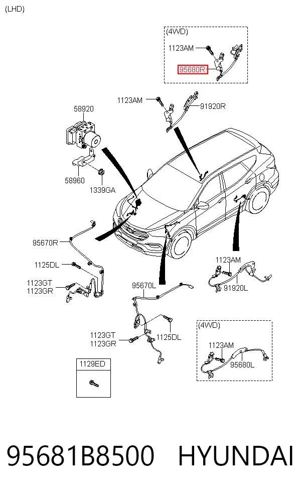 Датчик АБС задний правый 95681B8500 Hyundai/Kia