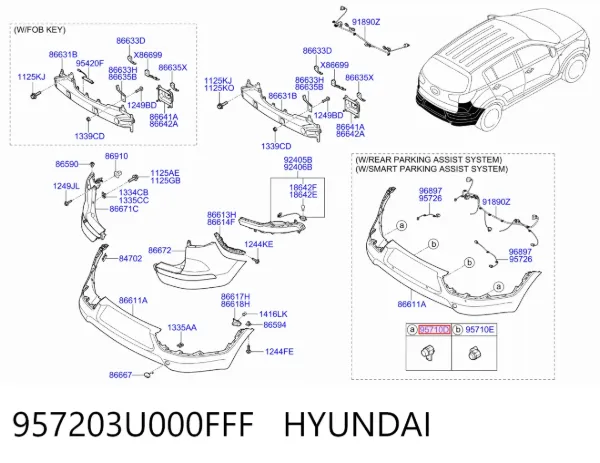 Датчик сигнализации парковки (парктроник) задний боковой 957203U000FFF Hyundai/Kia
