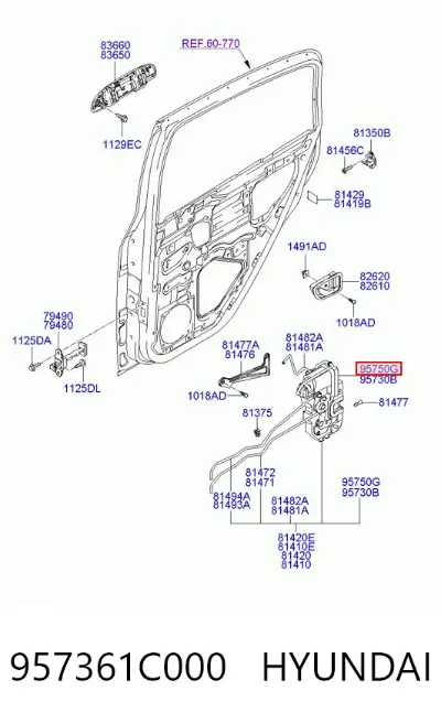 Мотор-привод открытия/закрытия замка двери передней правой HYUNDAI 957361C000