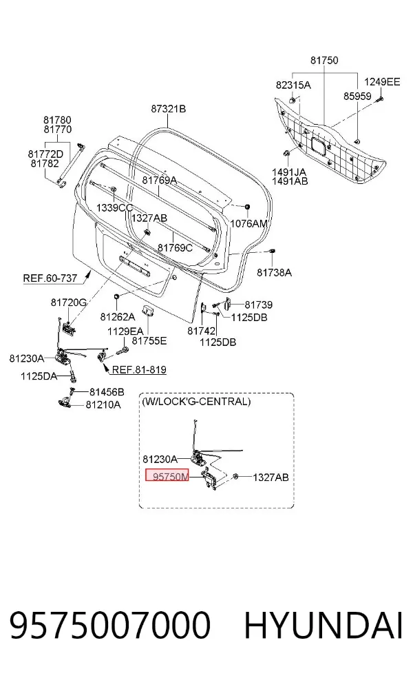 Актуатор замка багажника 9575007000 Hyundai/Kia
