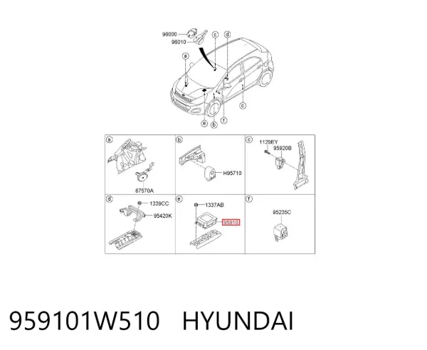 Модуль-процессор управления подушкой безопасности (ЭБУ AIRBAG) 959101W510 Hyundai/Kia