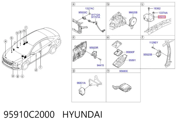 Модуль-процессор управления подушкой безопасности (ЭБУ AIRBAG) 95910C2000 Hyundai/Kia