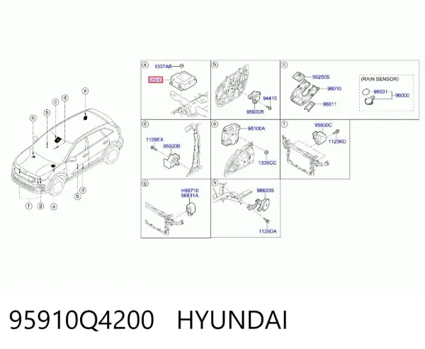 Модуль-процессор управления подушкой безопасности (ЭБУ AIRBAG) 95910Q4200 Hyundai/Kia
