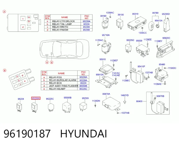 Реле противотуманной фары 96190187 Hyundai/Kia