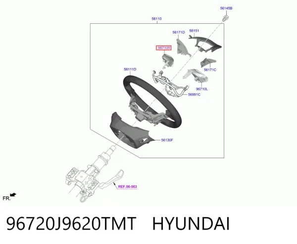 Блок кнопочных переключателей рулевого колеса 96720J9620TMT Hyundai/Kia