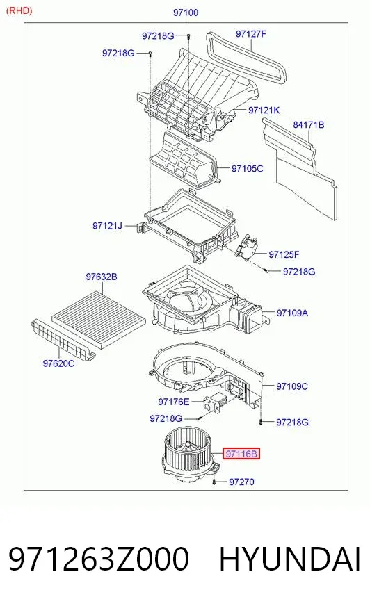 Вентилятор печки 971263Z000 Hyundai/Kia
