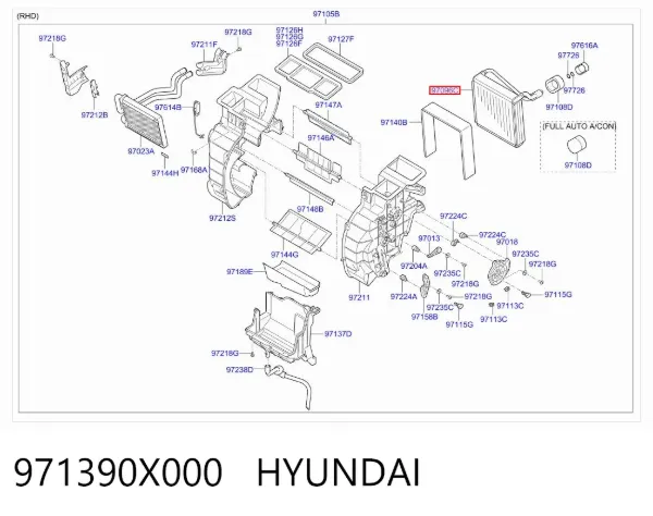 Испаритель кондиционера 971390X000 Hyundai/Kia
