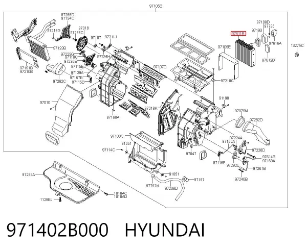 Испаритель кондиционера 971402B000 Hyundai/Kia