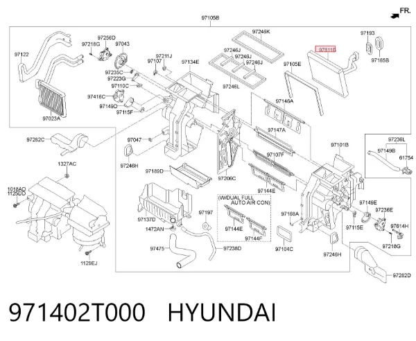 Испаритель кондиционера 971402T000 Hyundai/Kia