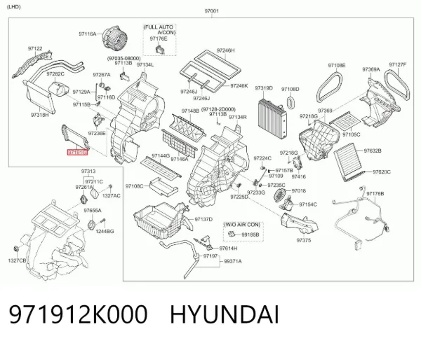 Радиатор печки 971912K000 Hyundai/Kia