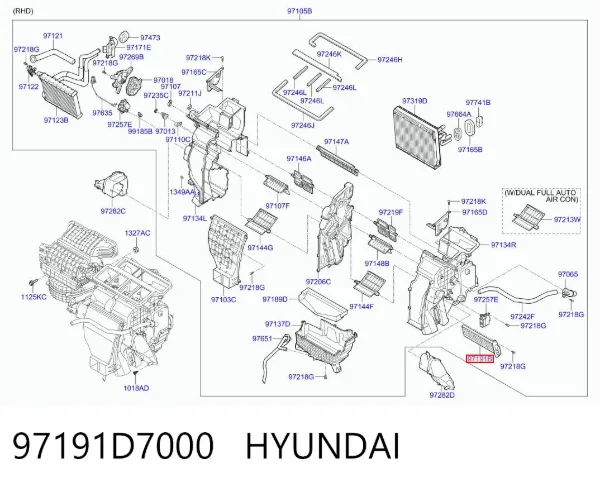 Электроподогреватель воздуха системы отопления салона 97191D7000 Hyundai/Kia