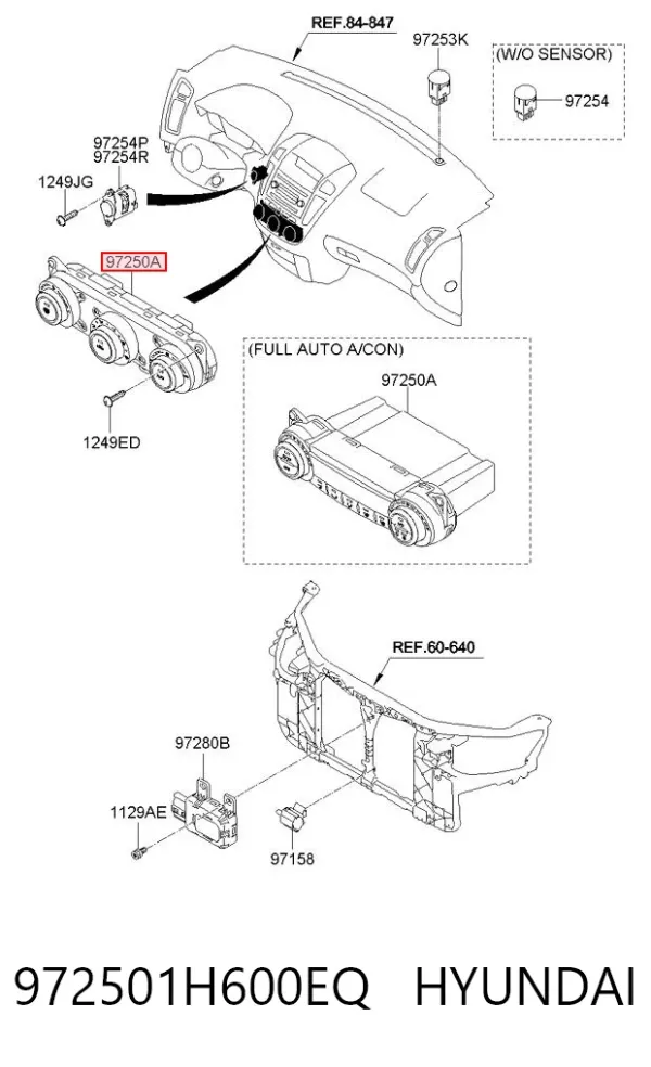 Блок управления кондиционером 972501H600EQ Hyundai/Kia
