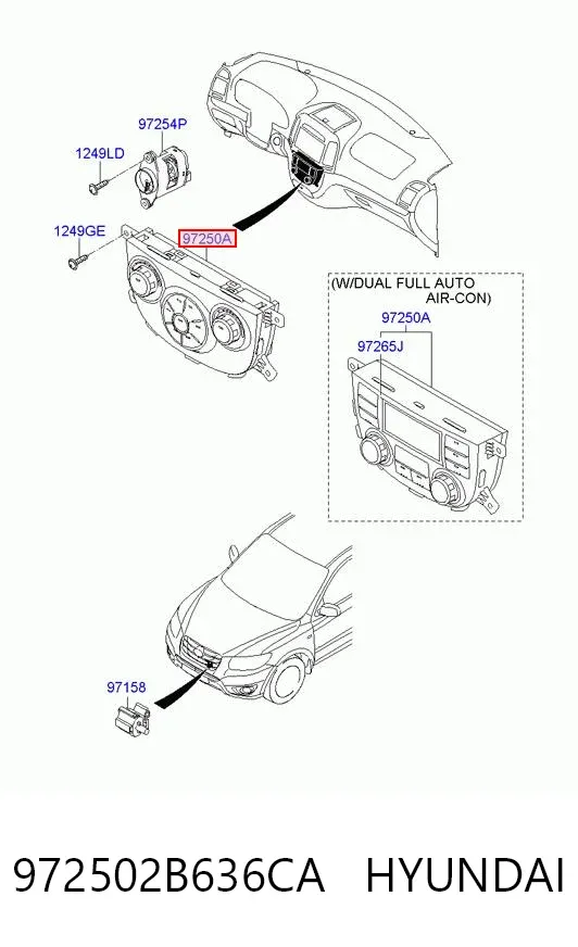 Блок управления кондиционером 972502B636CA Hyundai/Kia