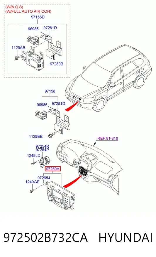 Блок управления кондиционером 972502B732CA Hyundai/Kia