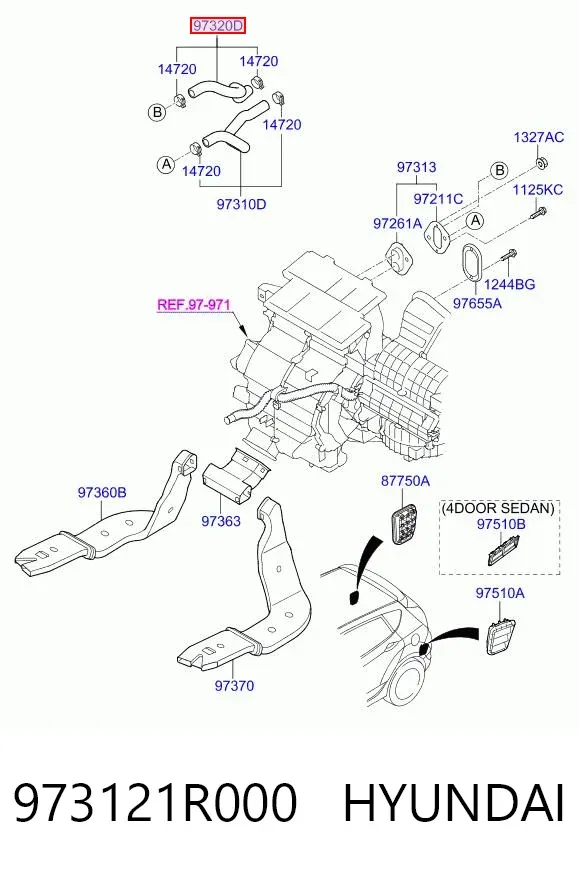 Шланг отопителя обратка 973121R000 Hyundai/Kia