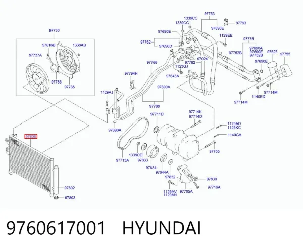 Радиатор кондиционера 9760617001 Hyundai/Kia