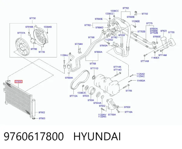 Радиатор кондиционера 9760617800 Hyundai/Kia