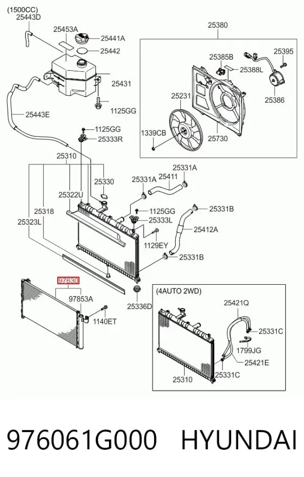 Радиатор кондиционера 976061G000 Hyundai/Kia