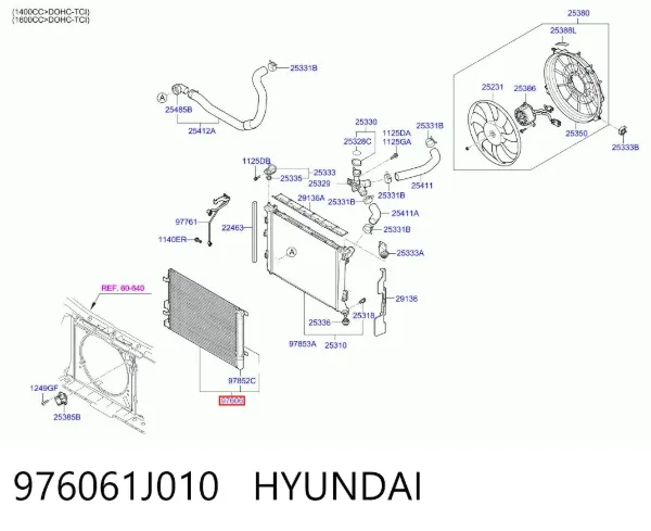 Радиатор кондиционера 976061J010 Hyundai/Kia
