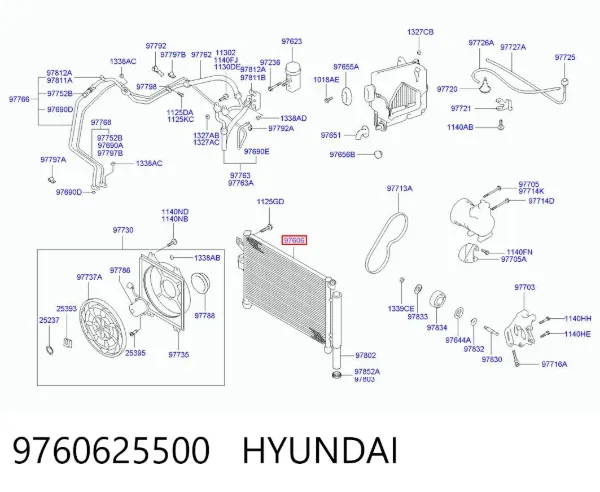 Радиатор кондиционера 9760625500 Hyundai/Kia