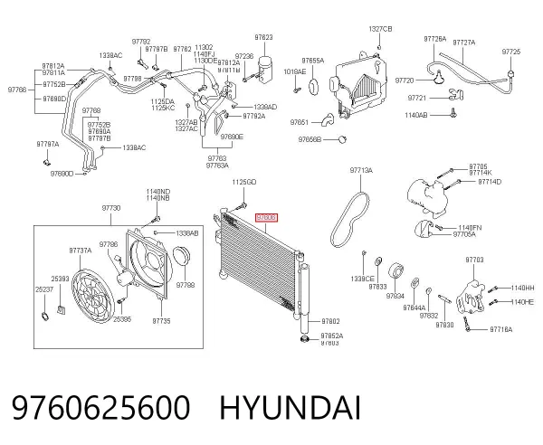 Радиатор кондиционера 9760625600 Hyundai/Kia