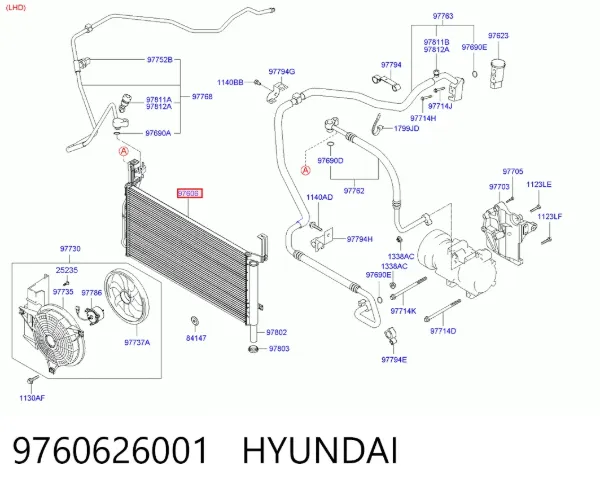 Радиатор кондиционера 9760626001 Hyundai/Kia