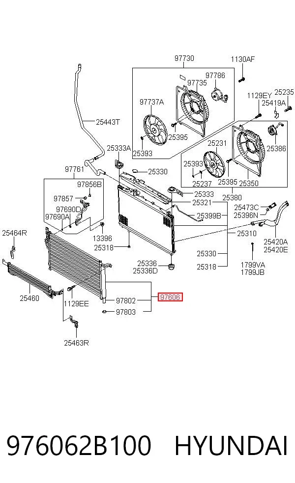 Радиатор кондиционера 976062B100 Hyundai/Kia