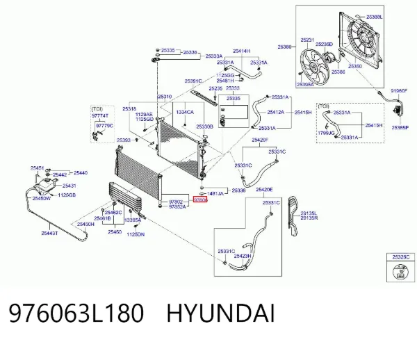 Радиатор кондиционера 976063L180 Hyundai/Kia