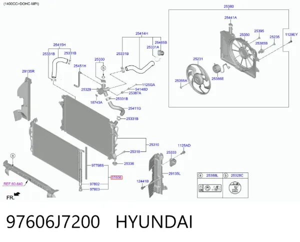 Радиатор кондиционера 97606J7200 Hyundai/Kia