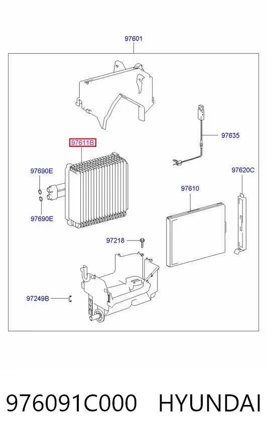Испаритель кондиционера 976091C000 Hyundai/Kia