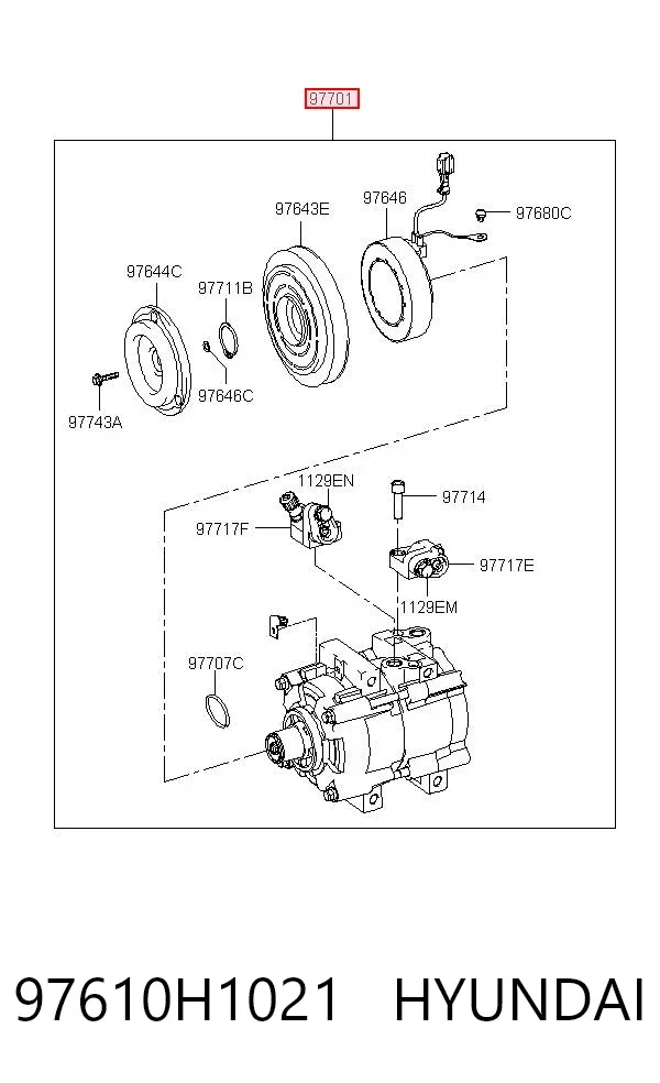 Компрессор кондиционера 97610H1021 Hyundai/Kia