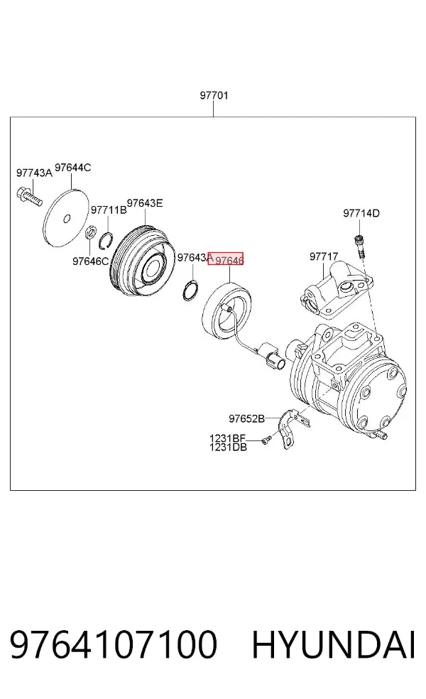 Муфта компрессора кондиционера 9764107100 Hyundai/Kia