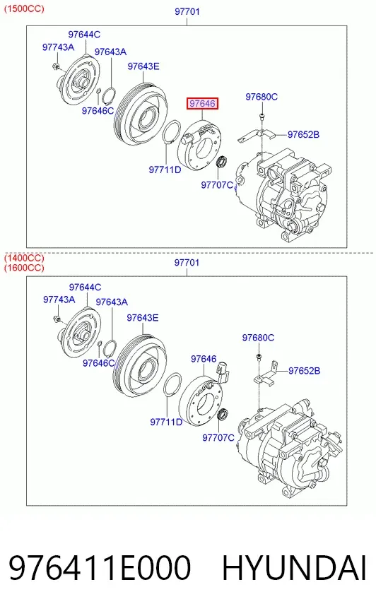 Муфта компрессора кондиционера 976411E000 Hyundai/Kia