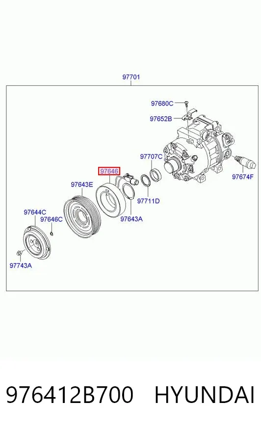 Муфта компрессора кондиционера 976412B700 Hyundai/Kia
