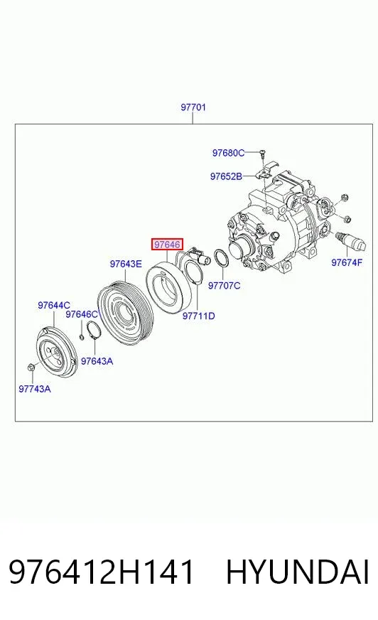 Муфта компрессора кондиционера 976412H141 Hyundai/Kia
