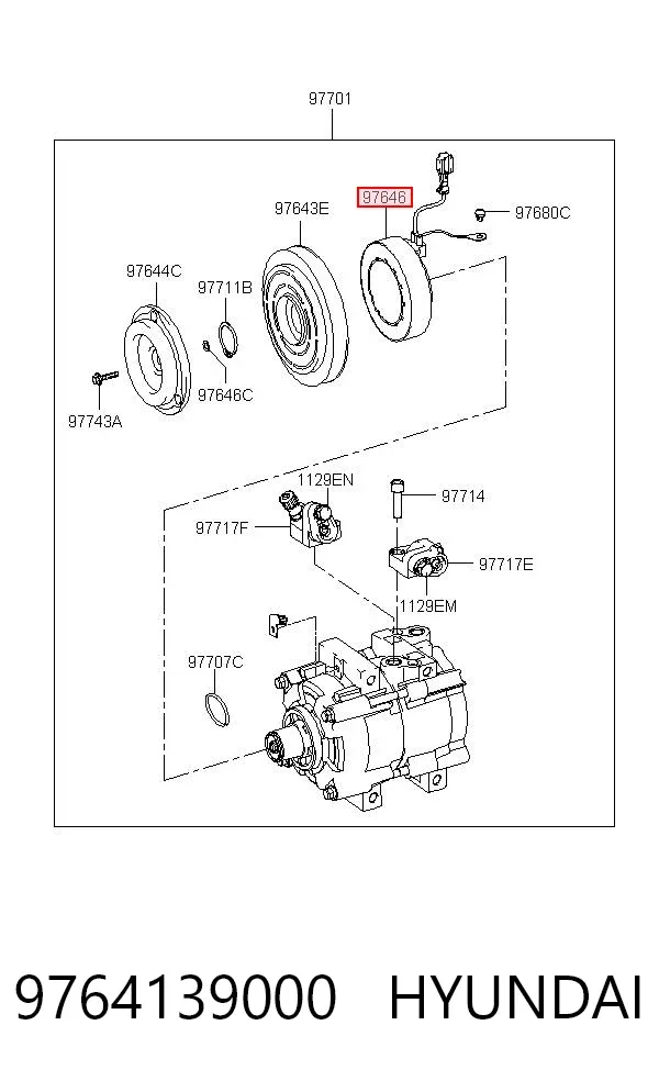 Муфта компрессора кондиционера 9764139000 Hyundai/Kia