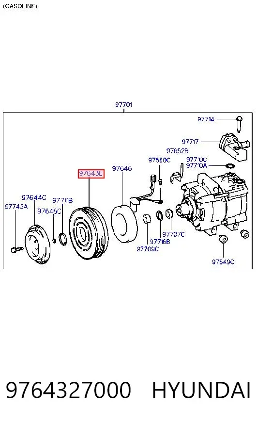 Шкив компрессора кондиционера 9764327000 Hyundai/Kia