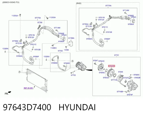 Шкив компрессора кондиционера 97643D7400 Hyundai/Kia