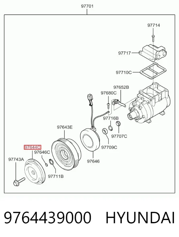 Шкив компрессора кондиционера 9764439000 Hyundai/Kia