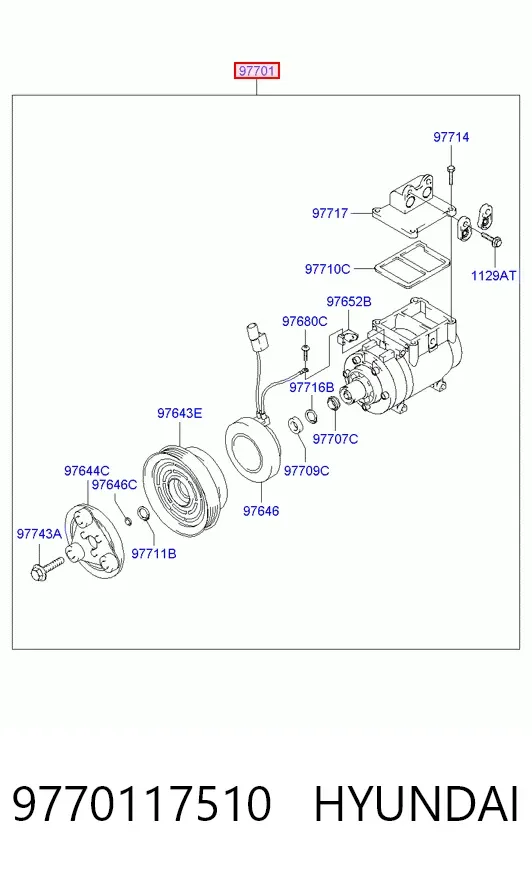 Компрессор кондиционера 9770117510 Hyundai/Kia