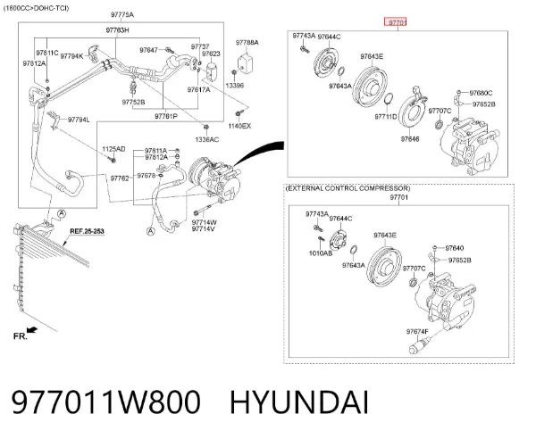 Компрессор кондиционера 977011W800 Hyundai/Kia