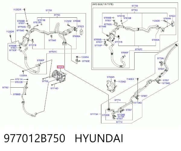 Компрессор кондиционера 977012B750 Hyundai/Kia