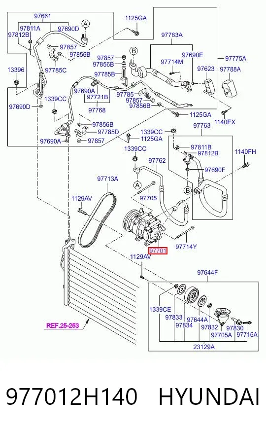 Компрессор кондиционера 977012H140 Hyundai/Kia