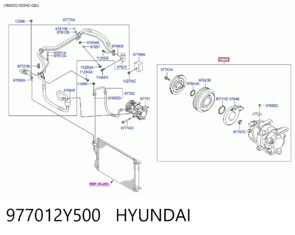 Компрессор кондиционера 977012Y500 Hyundai/Kia