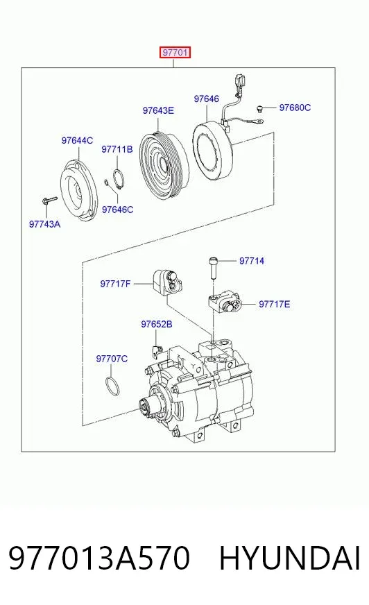 Компрессор кондиционера 977013A570 Hyundai/Kia